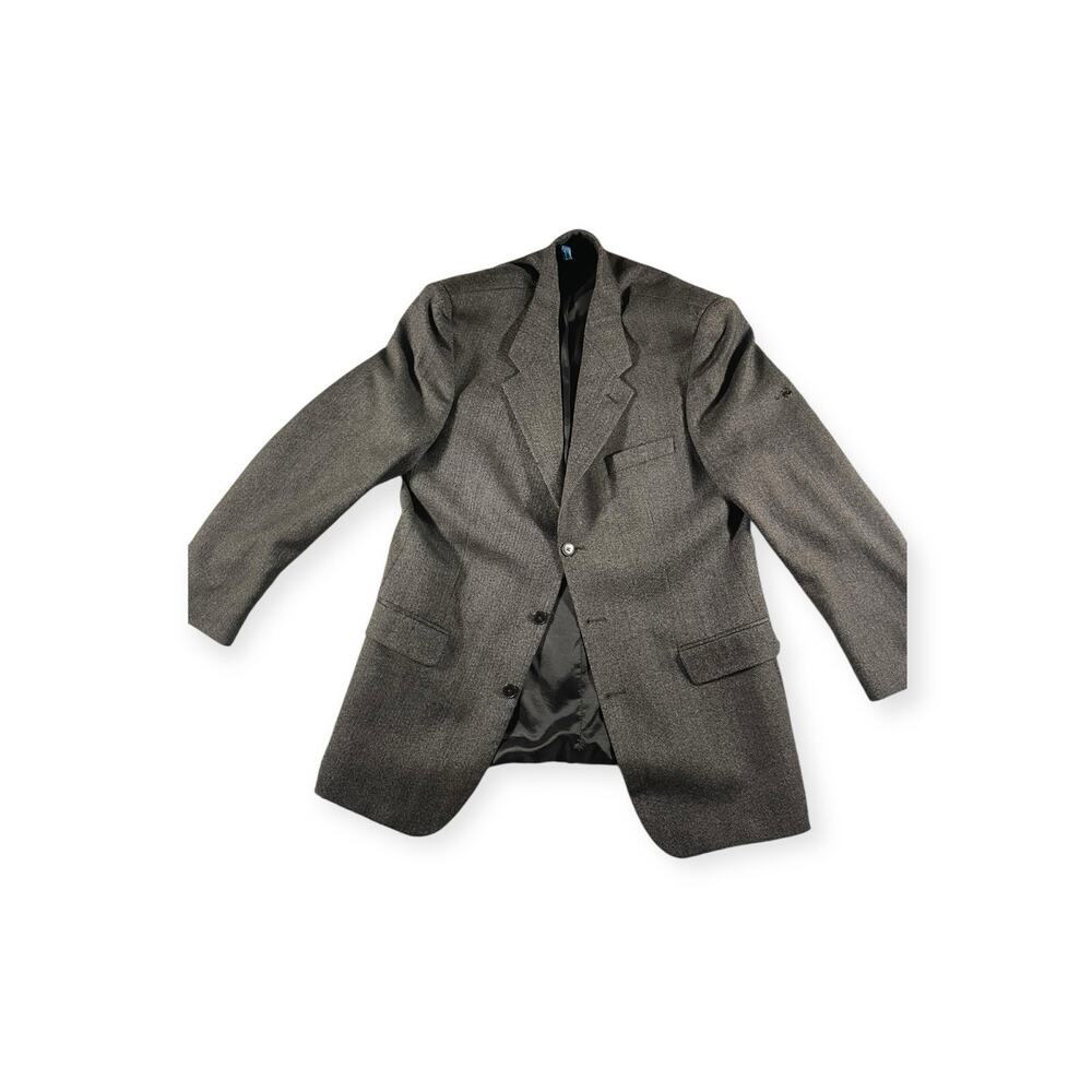 Jean Paul Germain Gray Wool Tweed Herringbone Blazer 42 Regular‎ Two-Button